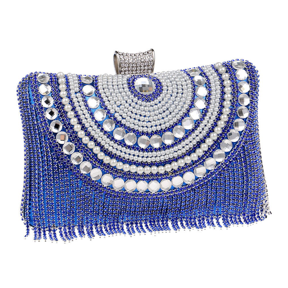 Ladies Banquet Bag Tassel Evening Bag Blue