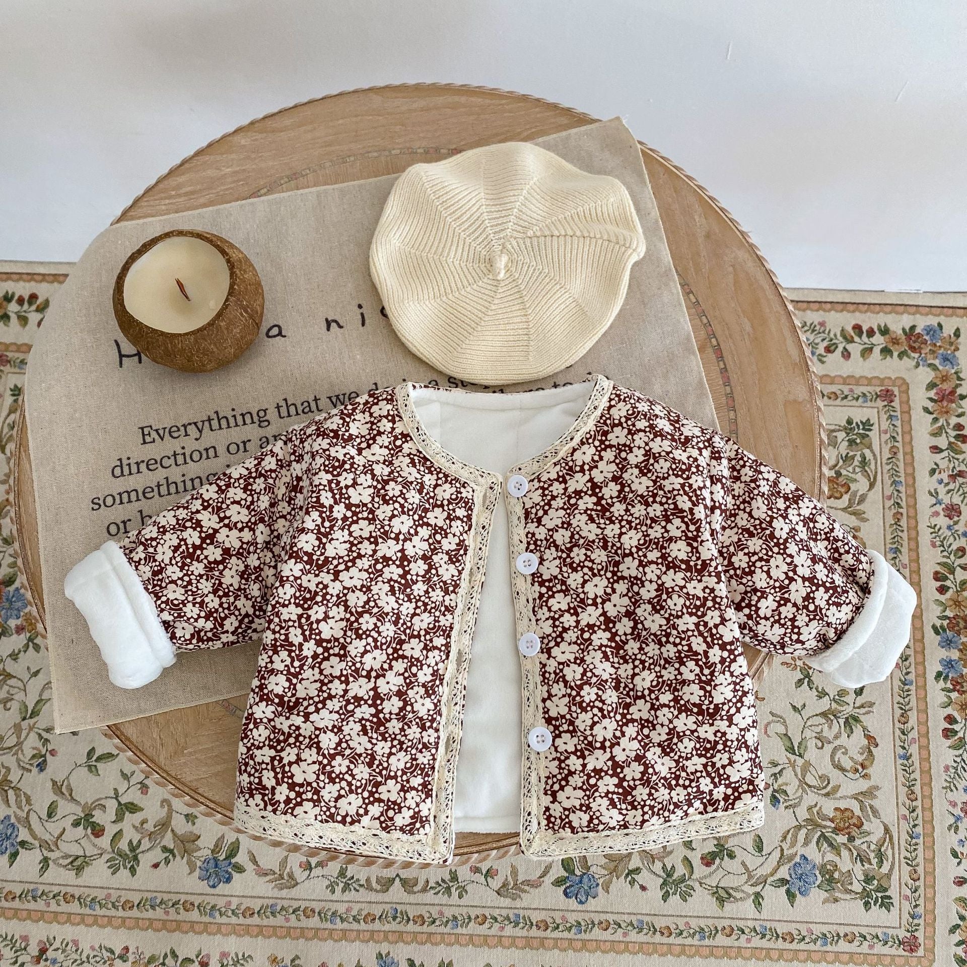 New Children's Cotton Coat Thickened Long Sleeve Lace Fragmentation