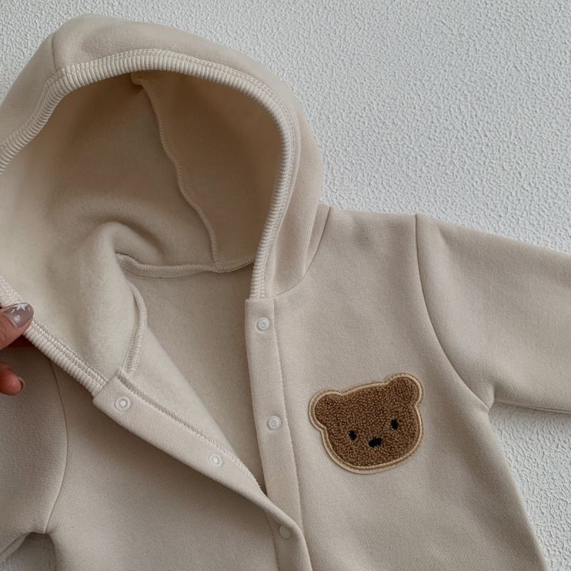 Jumpsuit Coat Male And Female Baby Fleece-lined Cartoon Bear