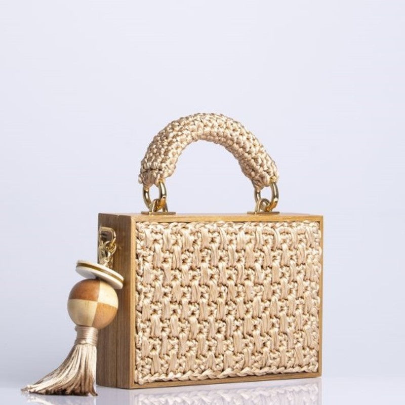 Bamboo Woven Bag Fringed Straw Woven Bag Crossbody One Shoulder Beach Bag