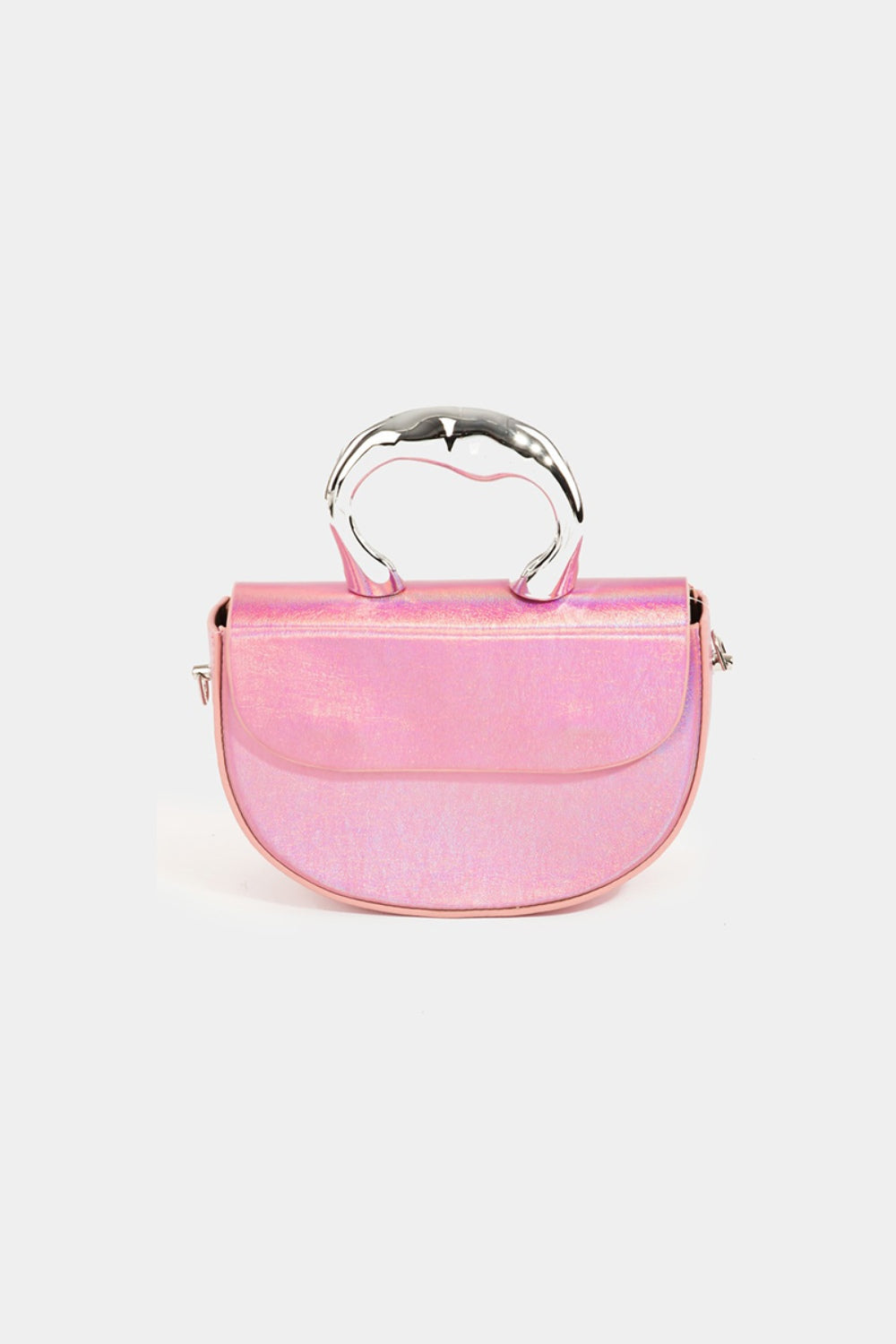 Fame Glossy Semi Circle Top Handle Bag Pink One Size