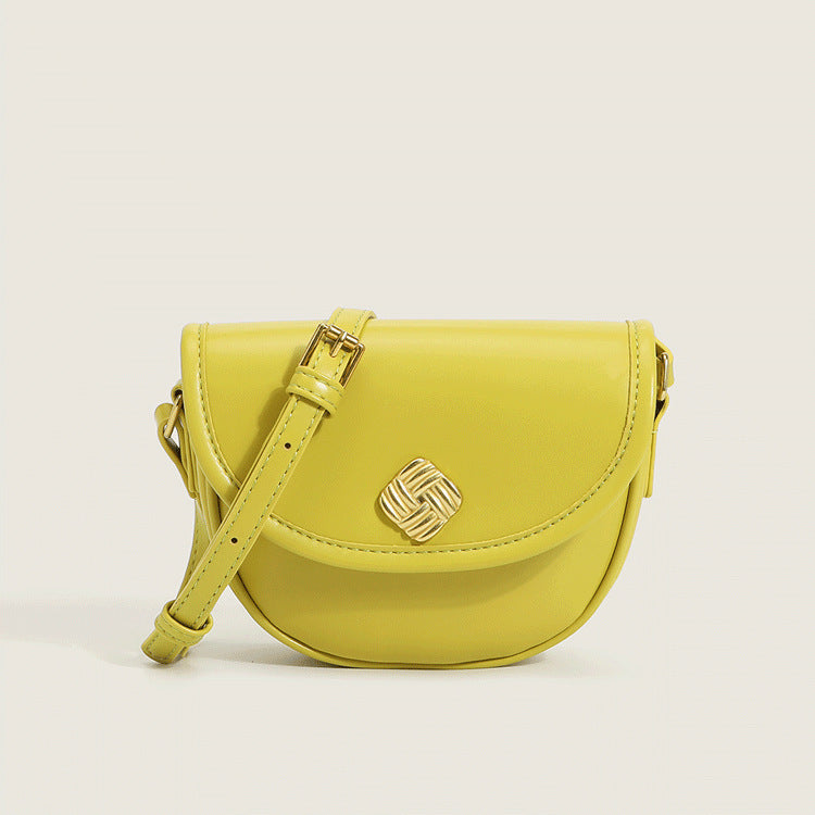 Round Bag Women's Single Shoulder Design Mini Saddle Bag Women's Bag Yellow