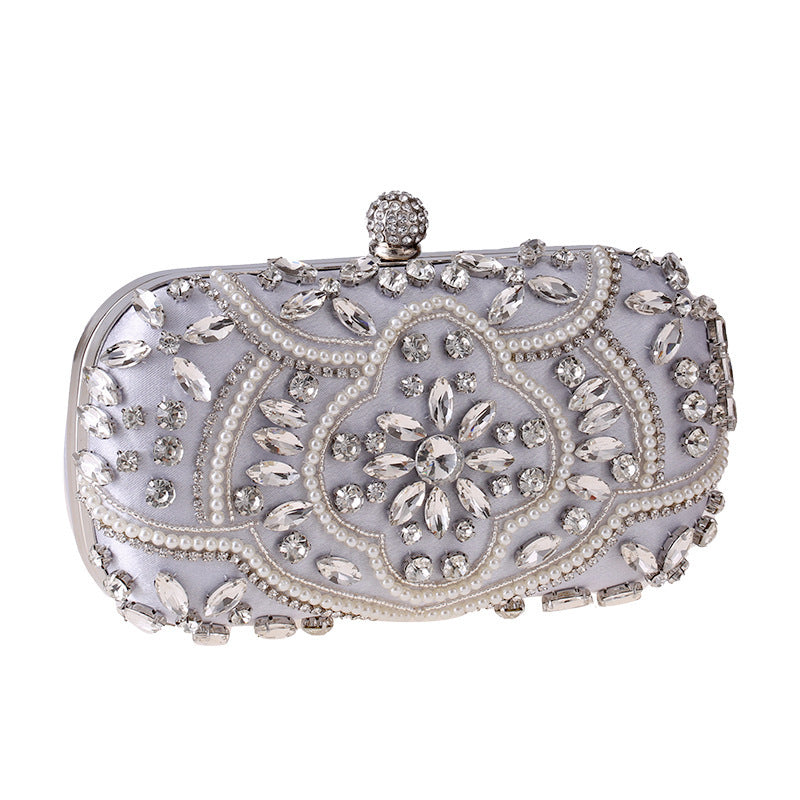 Diamond-studded ladies banquet evening bag 766608Silver