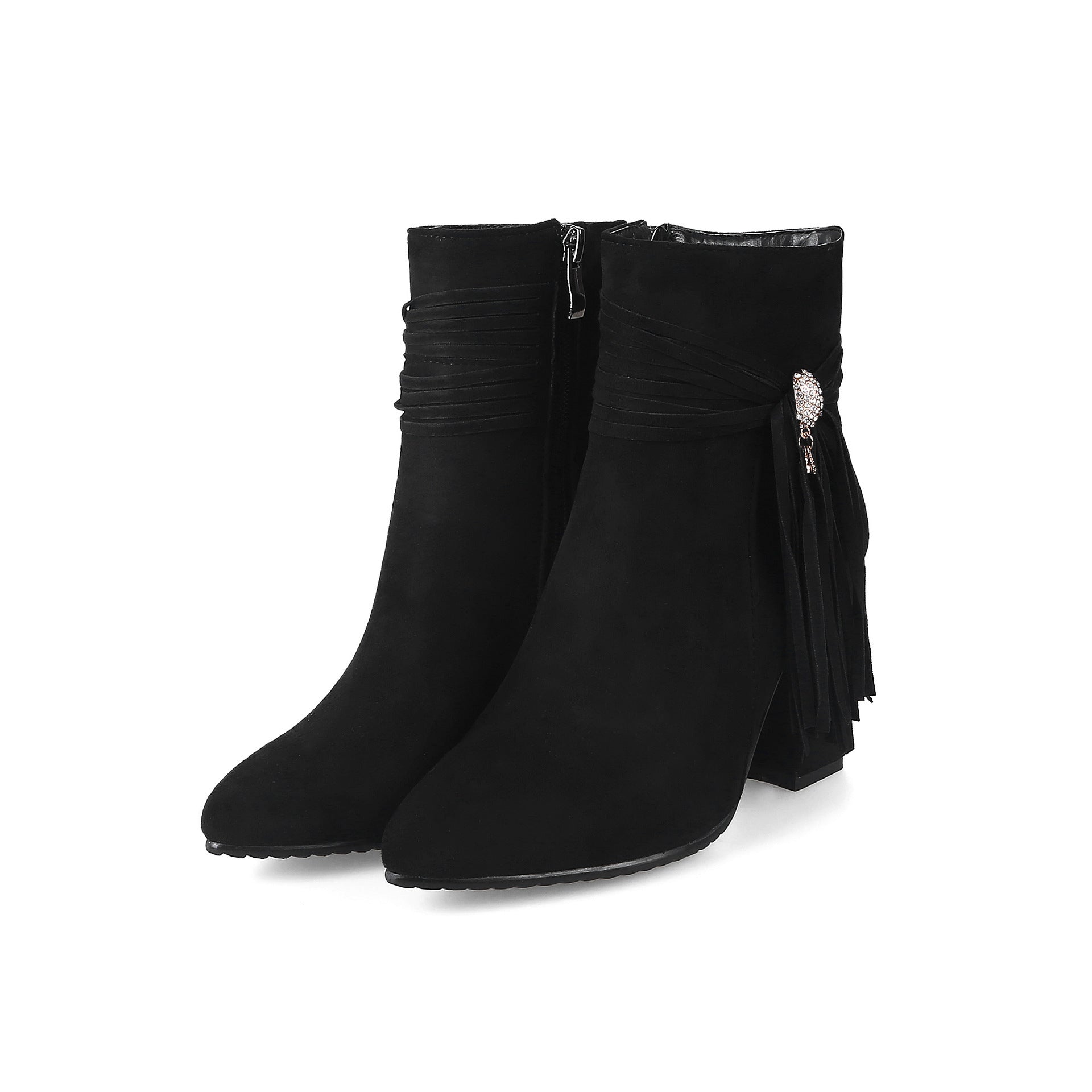 Low heel suede ankle boots women England 1 Black