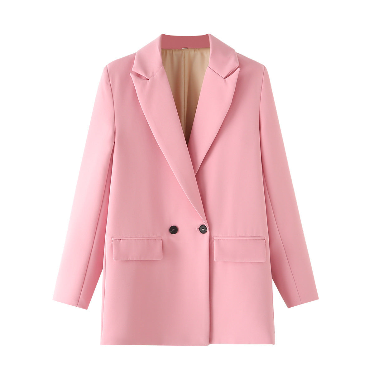 Women's Multicolor Double Breasted Suit Coat Suit Rose Pink