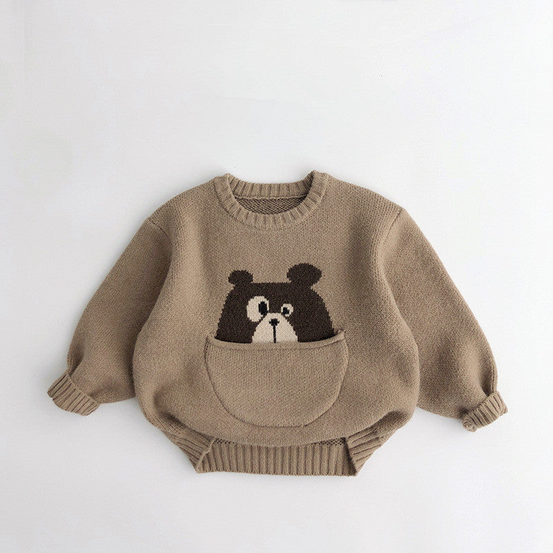 Kids' Sweater Pocket Autumn And Winter Men's And Women's Fashionable Cartoon Pullover Sweater Loose