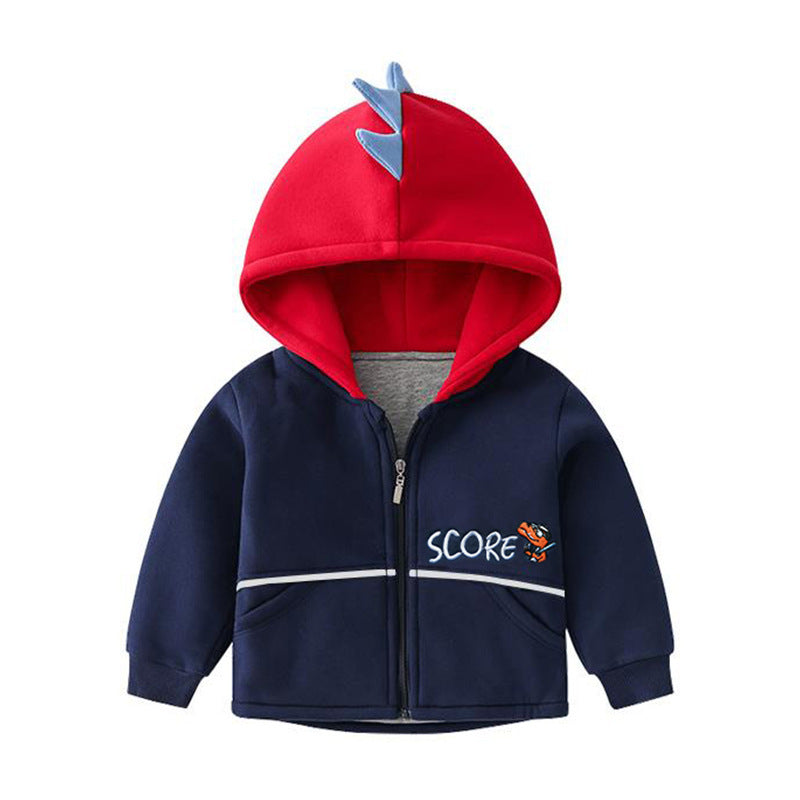 Fashionable Kids Warm Thick Hooded Jacket Navy Blue