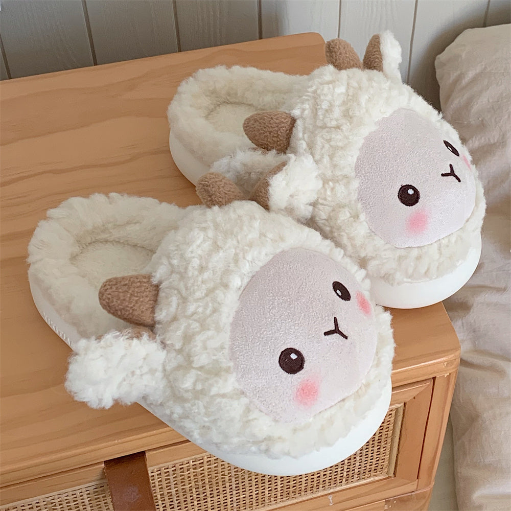 Lovers Lovely Little Sheep Winter Home Bag Heel Warm And Non Slip Cotton Slippers