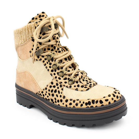 Leopard Boots Women Lace Up Martin Boots Winter Low Heel Shoes Leopard print