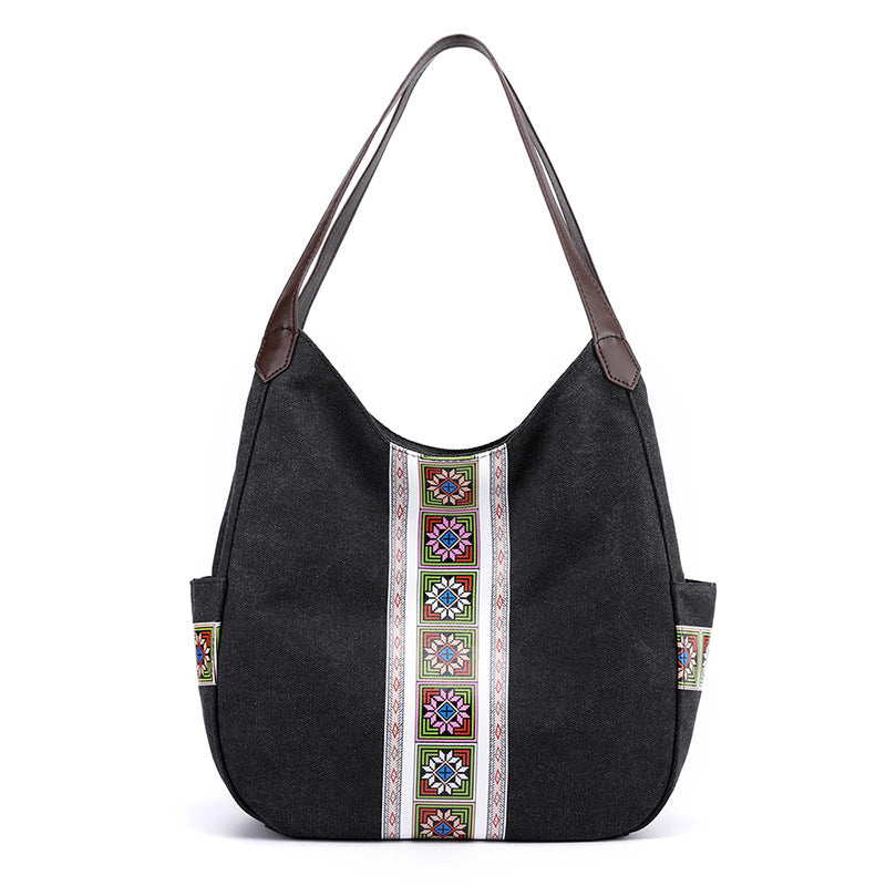 Women's Bag Canvas Bag portable shoulder bag Black