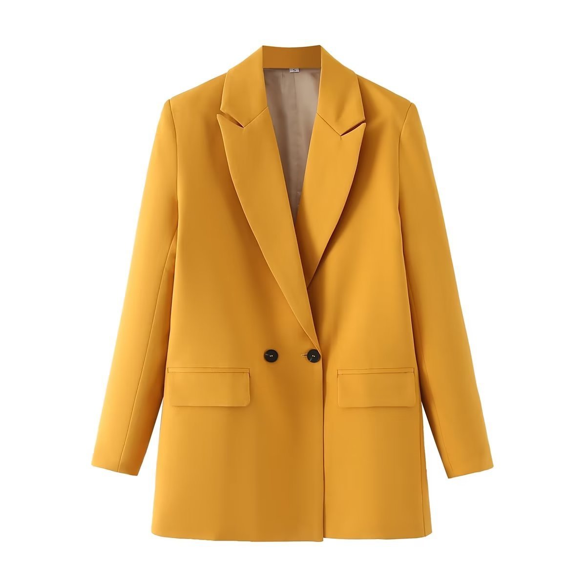 Women's Multicolor Double Breasted Suit Coat Suit Turmeric