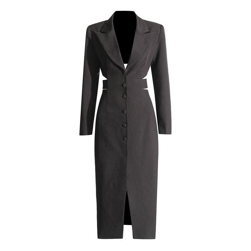 Long Shirt Midriff Outfit Design High Sense Solid Color Suit Coat For Women Autumn