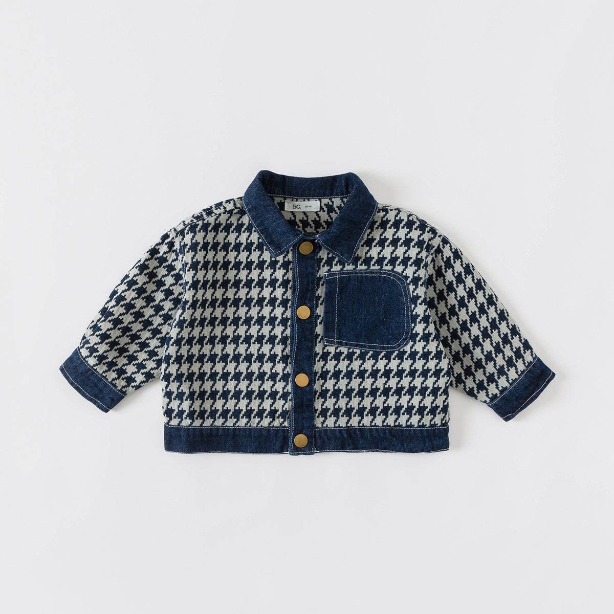 Fashion Personality Children's Denim Coat Winter Houndstooth