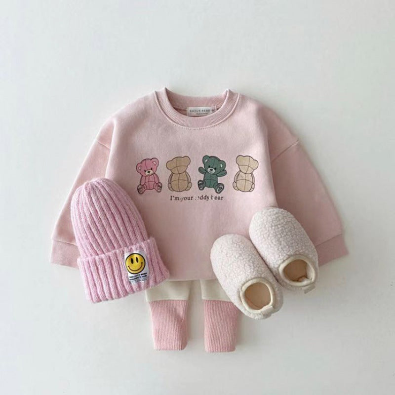 Boys And Girls Cartoon Coat Top Pink