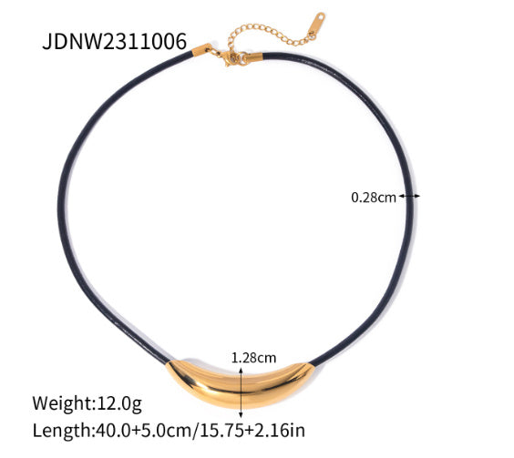 Stainless Steel Wax Rope Circle Necklace JDNW2311006