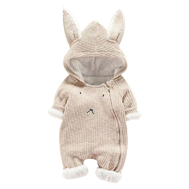 Newborn Infant Baby Boy Girl Cartoon Hooded D Ear Romper Khaki