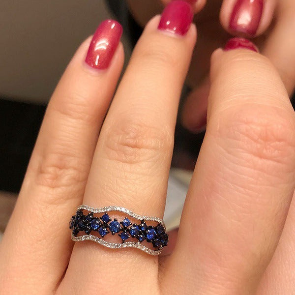 Inlaid Sapphire Ring Engagement Ring Blue