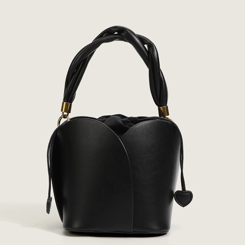 Style Fashion Women Bag In Handbags Genuine Leather Tote Sling Shoulder Ladies Handbag Luxury Flowers Design Bucket Bags Black