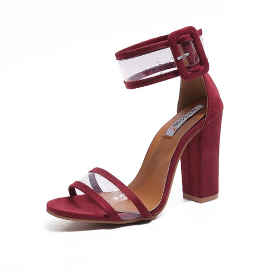 Thick heel sandals with high heel sandals Red