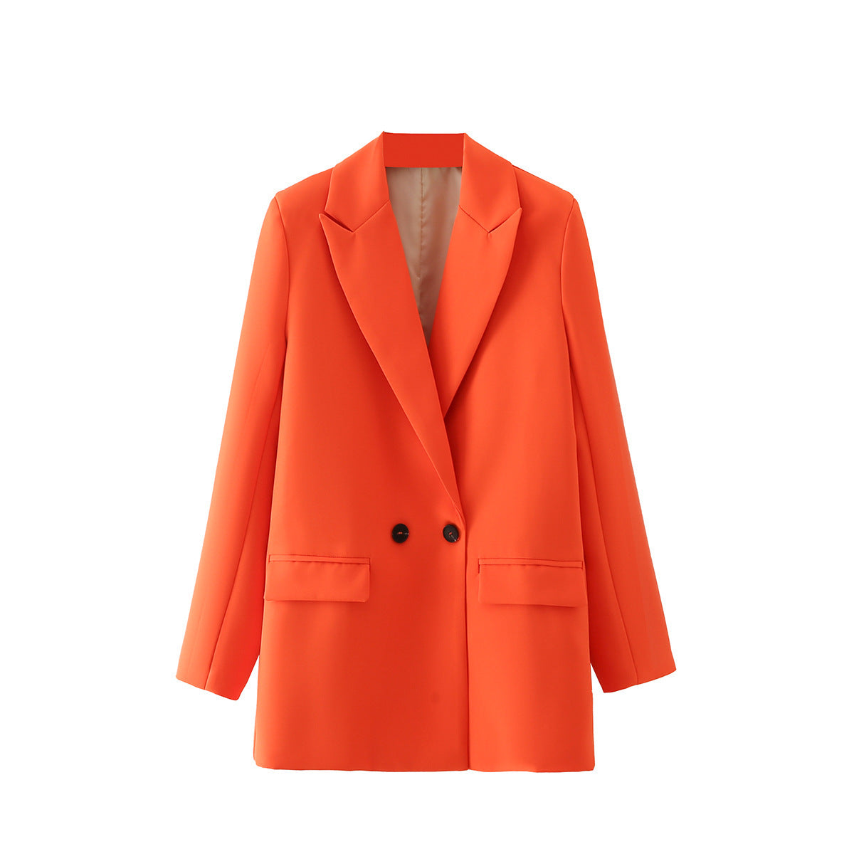 Women's Multicolor Double Breasted Suit Coat Suit Vibrant Orange