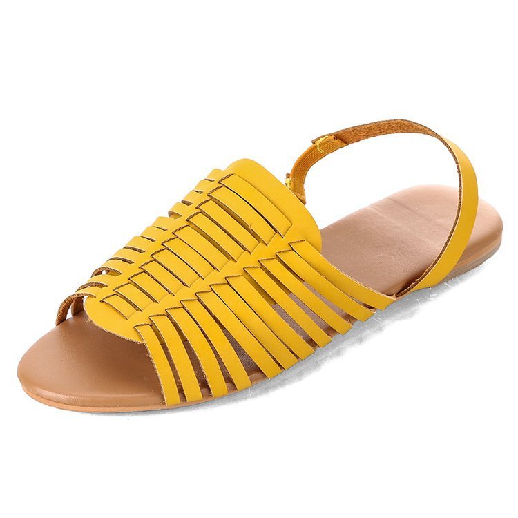 Flat Herringbone Cutout Sandals Yellow