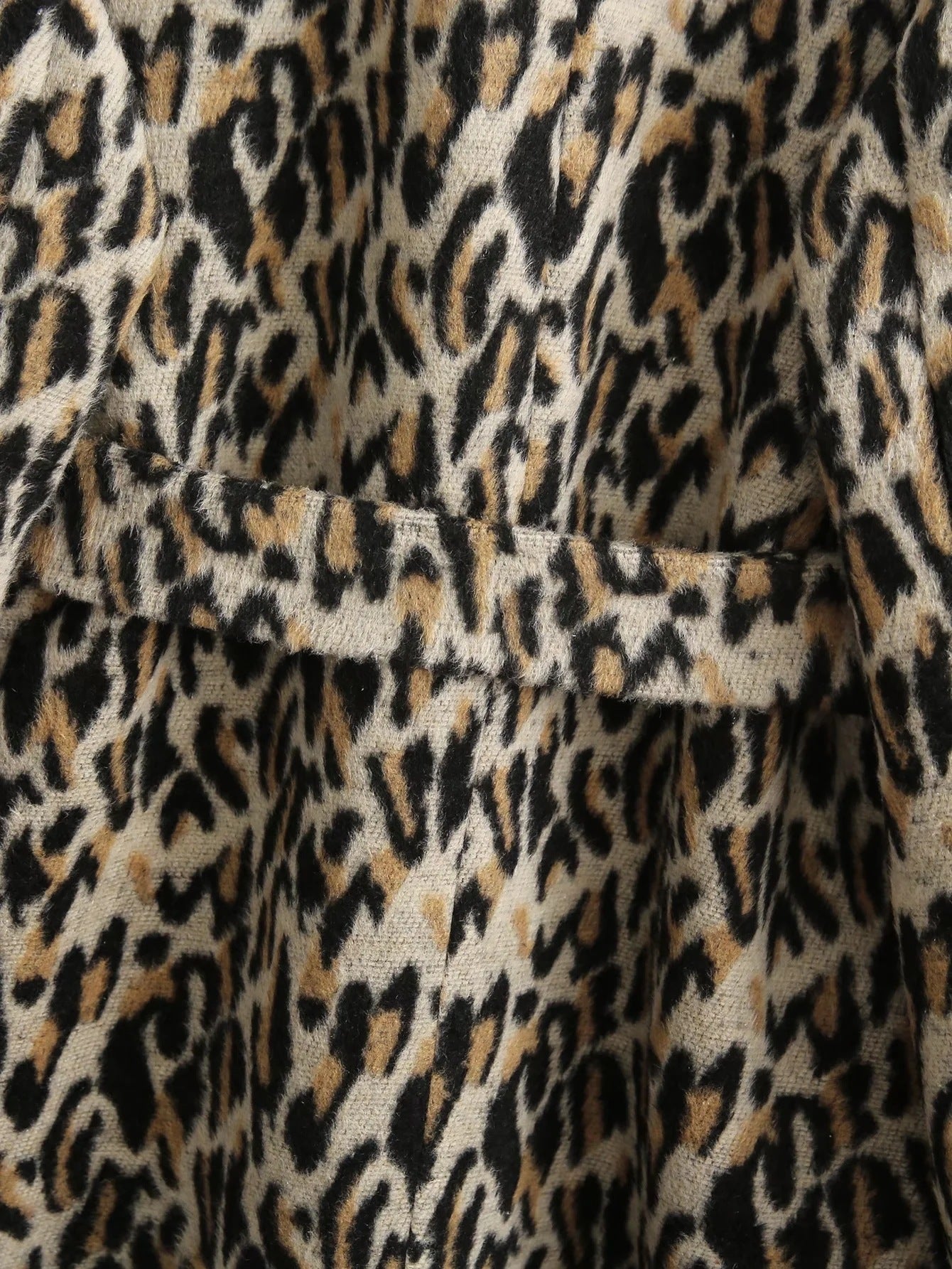 Personalized Leopard Pattern Lapel Woolen Coat