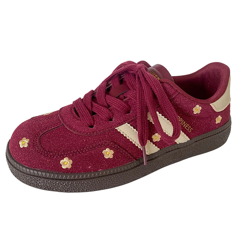 Women's Flat Casual Lace Up German Training Shoes Gola Red