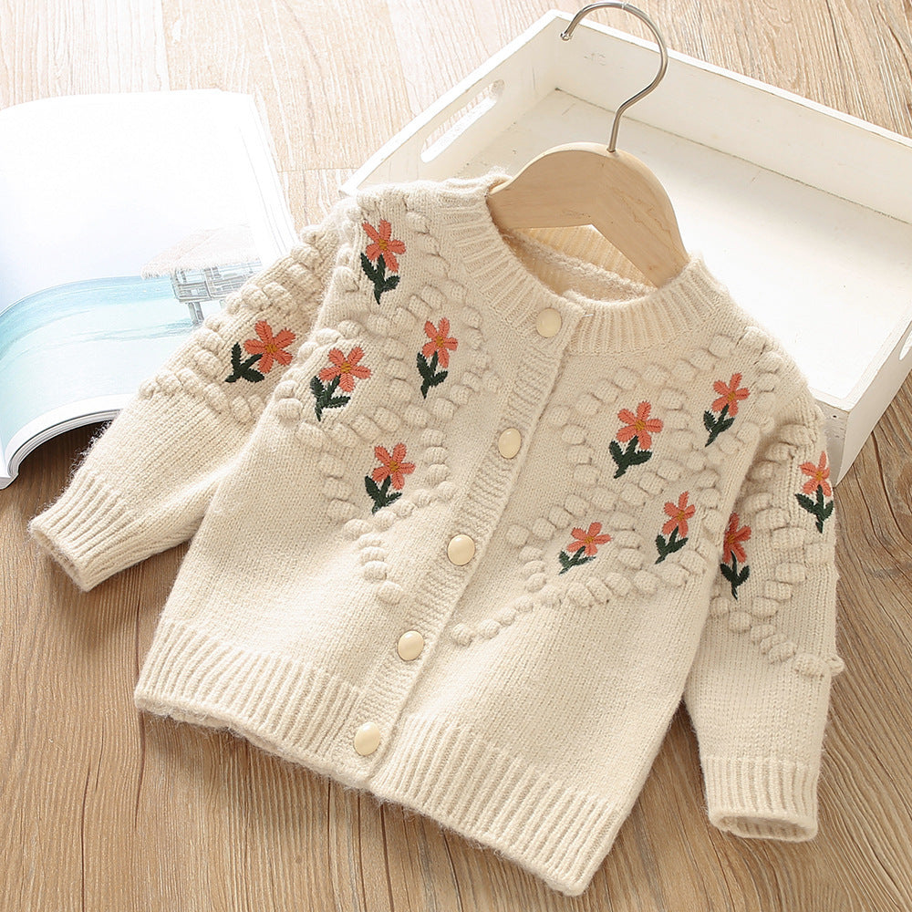 Girls' Fashion Knitted Cardigan Jacket Beige