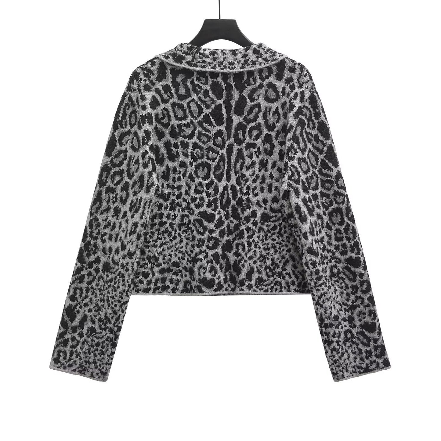 Women's Animal Jacquard Long Sleeve Knitted Coat