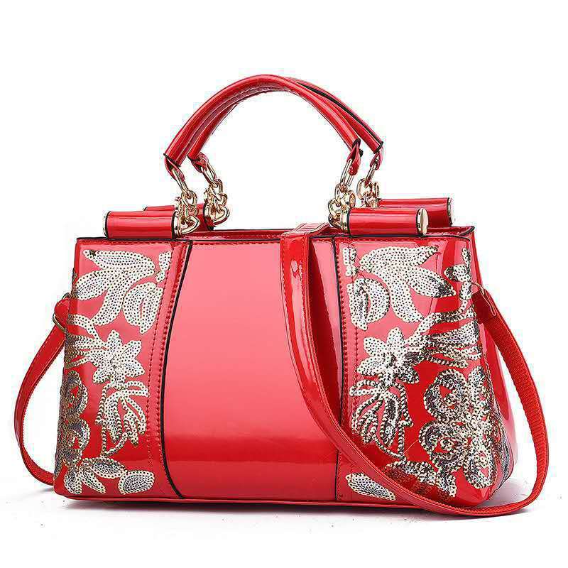 Fashion Sequins Handbags Women Shoulder Bags For Party Wedding Bridal Bag Bright red