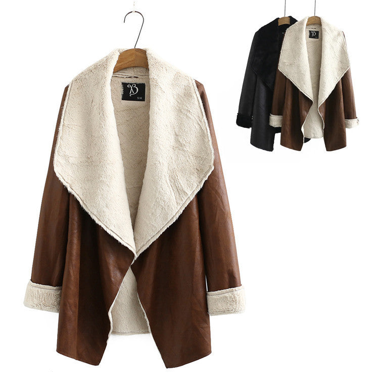 Casual Simple Mid-length Faux Fur All-in-one Leather Jacket