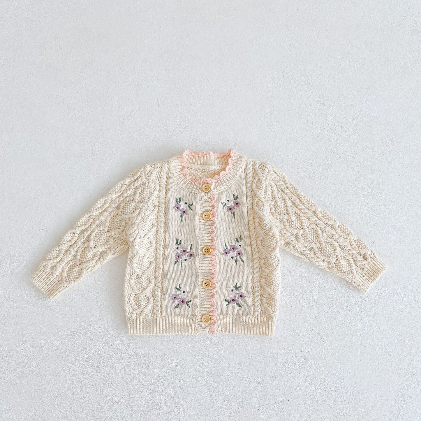 Baby Girl Baby Flower Embroidered Coat White