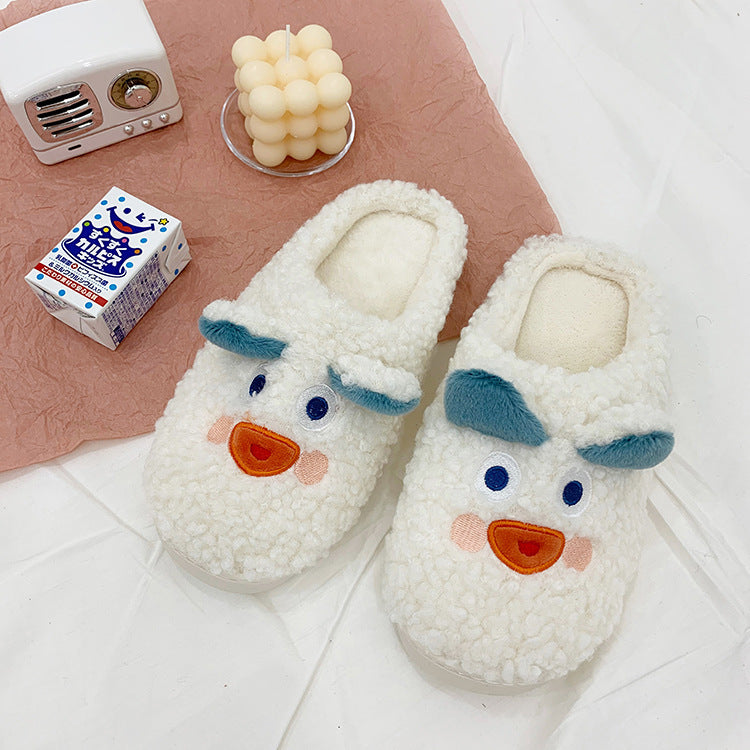 Cartoon Puppy Plush Cotton Slippers Women Monster