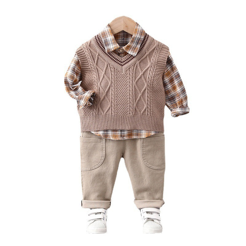 Fashion Personality Boy Sweater Vest Three-piece Set