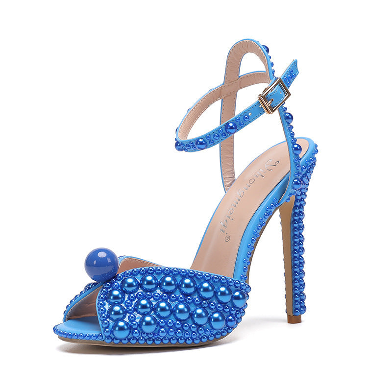 PU Woman High Heeled Shoes Blue