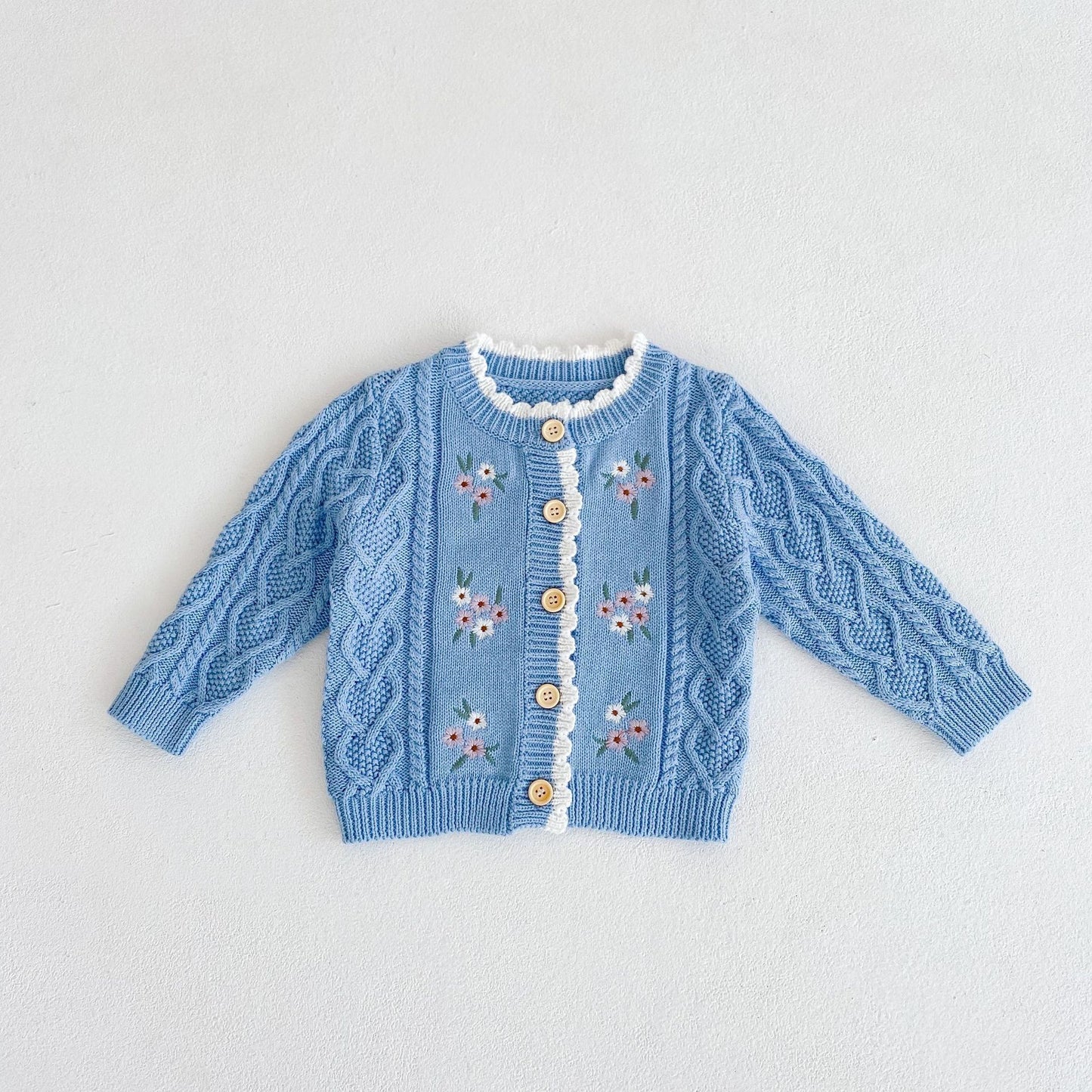 Baby Girl Baby Flower Embroidered Coat Blue