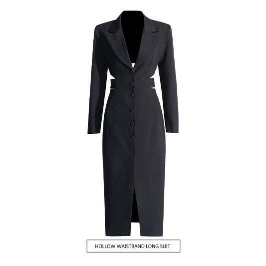 Long Shirt Midriff Outfit Design High Sense Solid Color Suit Coat For Women Autumn