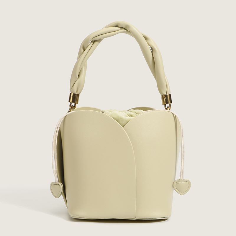 Style Fashion Women Bag In Handbags Genuine Leather Tote Sling Shoulder Ladies Handbag Luxury Flowers Design Bucket Bags Creamy yellow