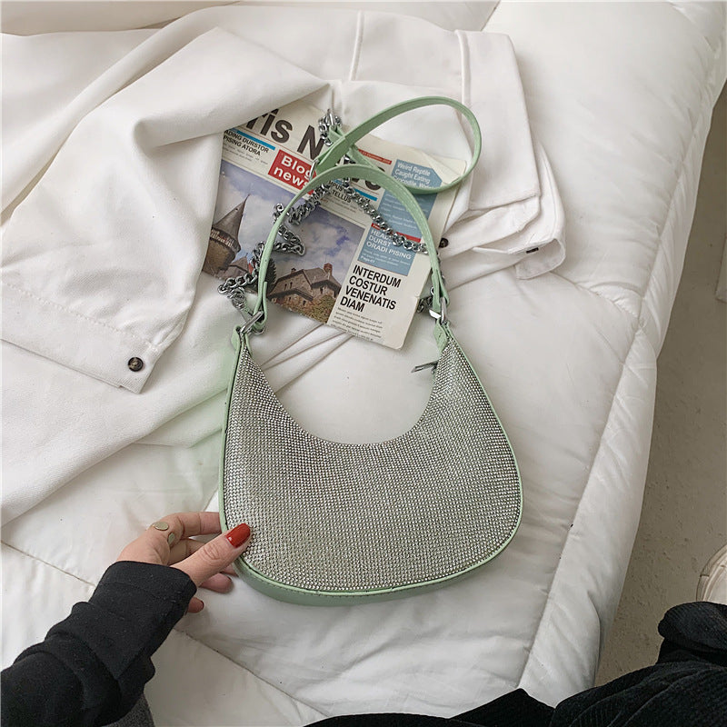 Shoulder Bag Personality Niche Sequins Underarm Bag Small Bag Green Large