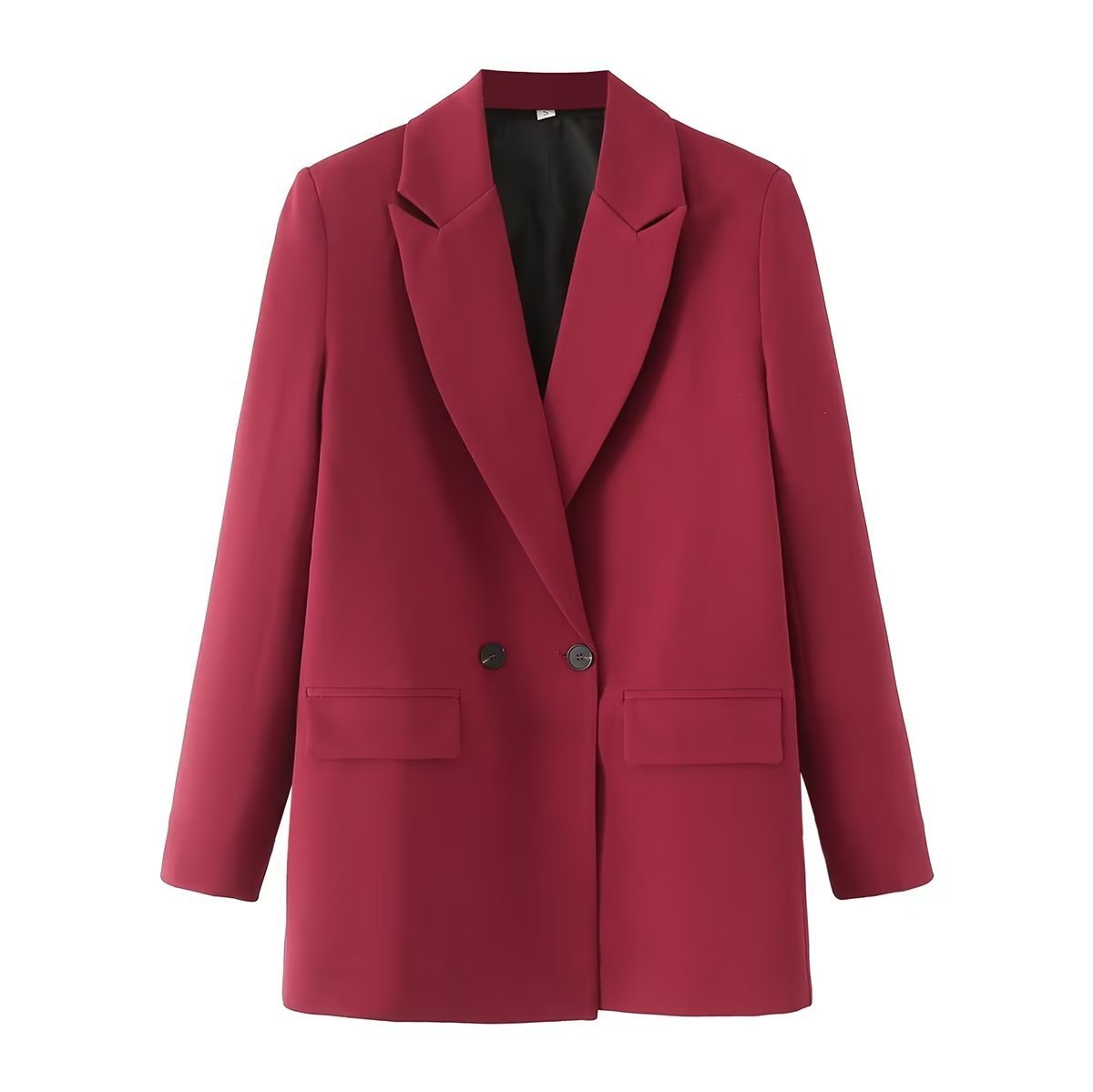 Women's Multicolor Double Breasted Suit Coat Suit Wine Red