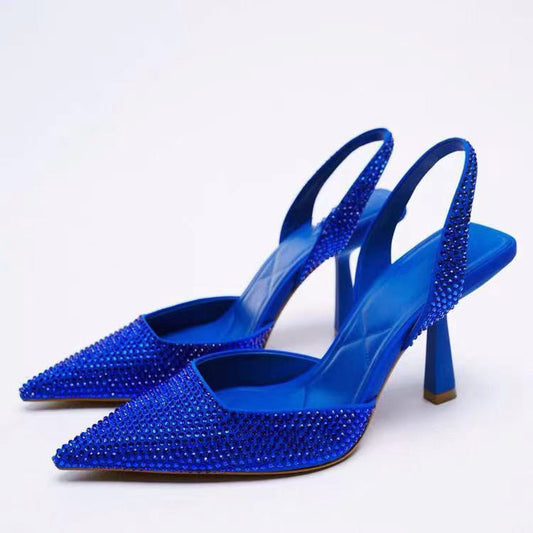 Fashion Women's High Heels Pointed Toe Blue 43