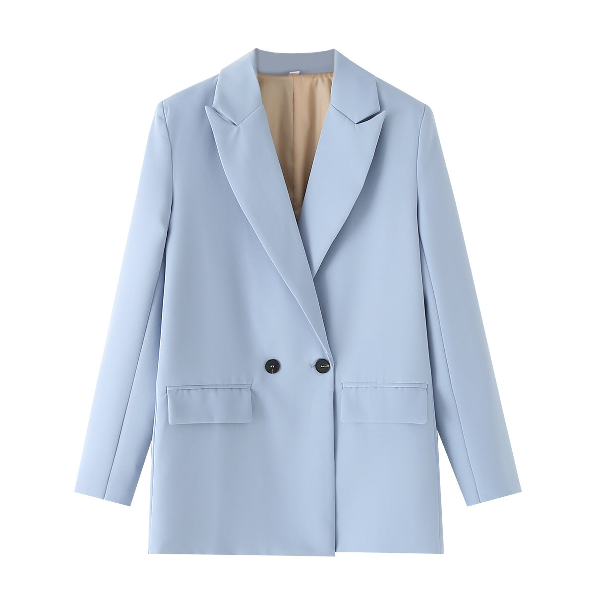 Women's Multicolor Double Breasted Suit Coat Suit Light Blue