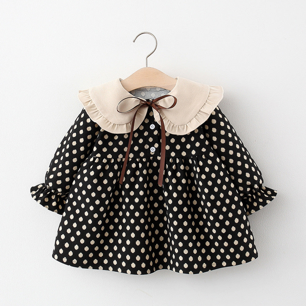 Baby Girl Doll Collar Dress Polka Dot Children's Skirt Black