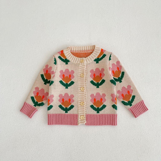 Girl Baby Knitted Romantic Flower Coat Coat