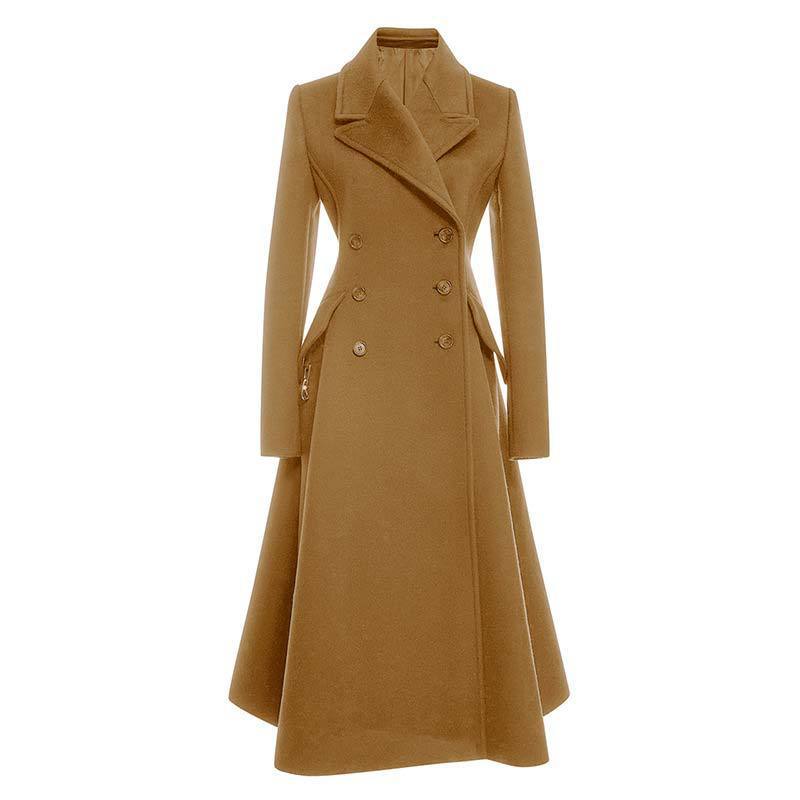 Elegant Slim Fit Women's Woolen Coat Camel