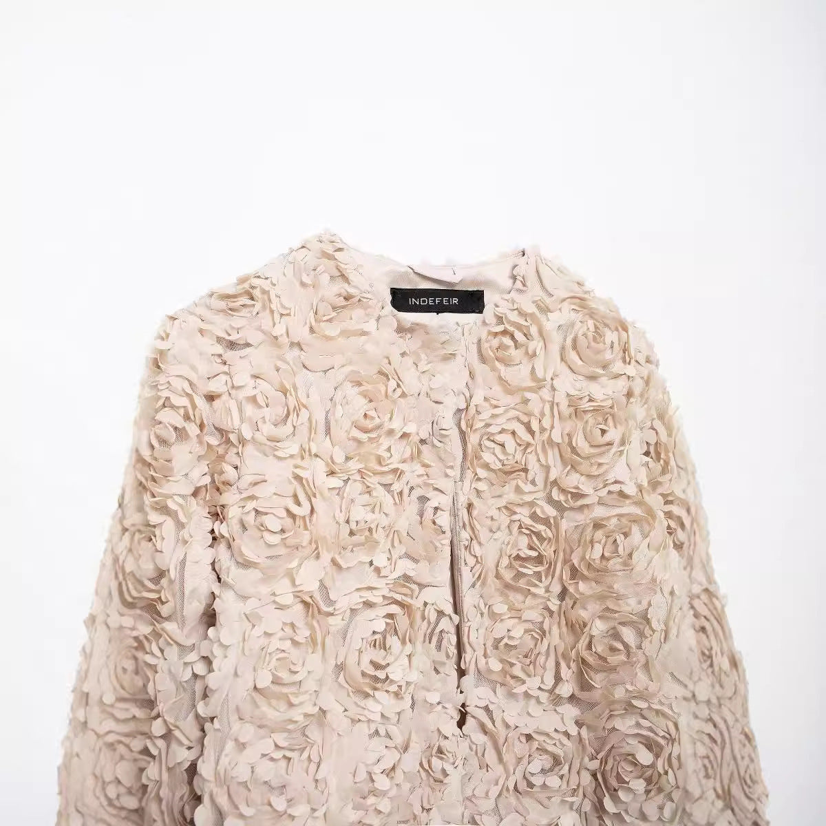 Fashion Short Textured Floral Casual Jacket Coat