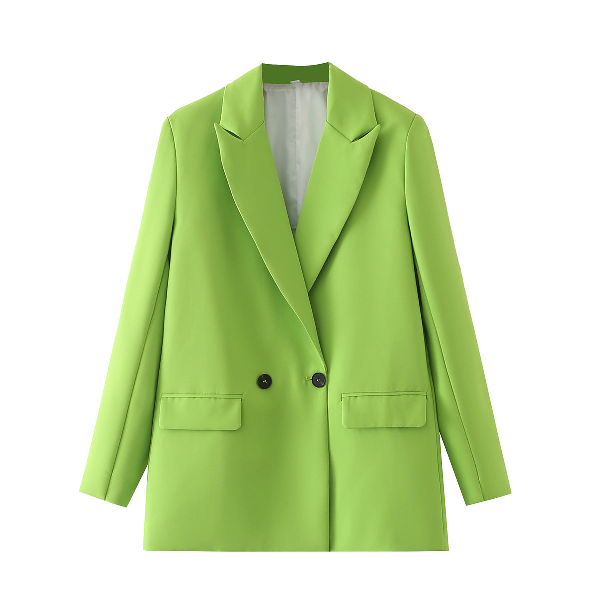 Women's Multicolor Double Breasted Suit Coat Suit Fruit Green