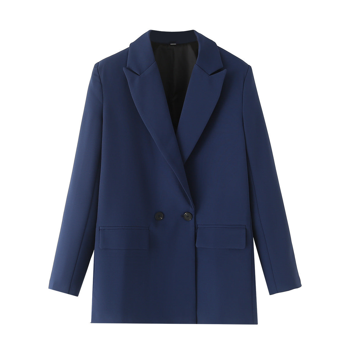 Women's Multicolor Double Breasted Suit Coat Suit Navy Blue