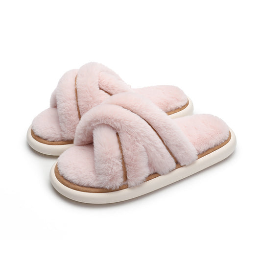 Women's Poop Resistant Dirt Resistant Non Slip Cotton Slippers 6884 Cherry Blossom Powder