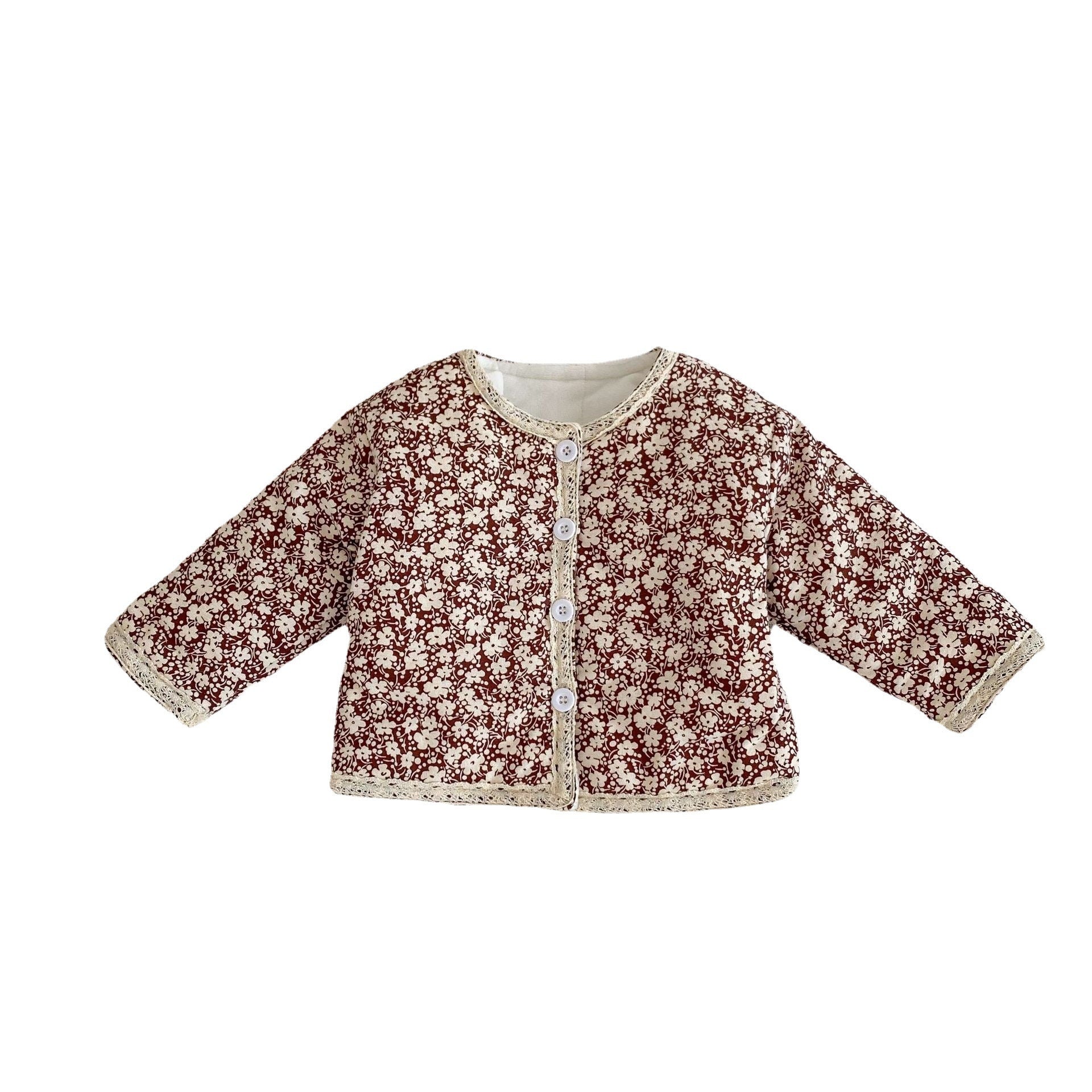 New Children's Cotton Coat Thickened Long Sleeve Lace Fragmentation